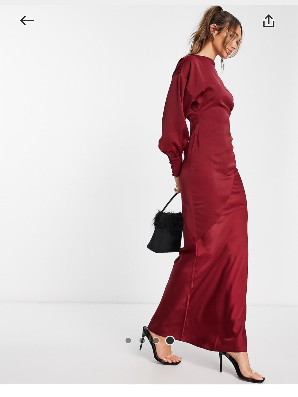 ASOS DESIGN Satin Maxi Dress in Burgundy